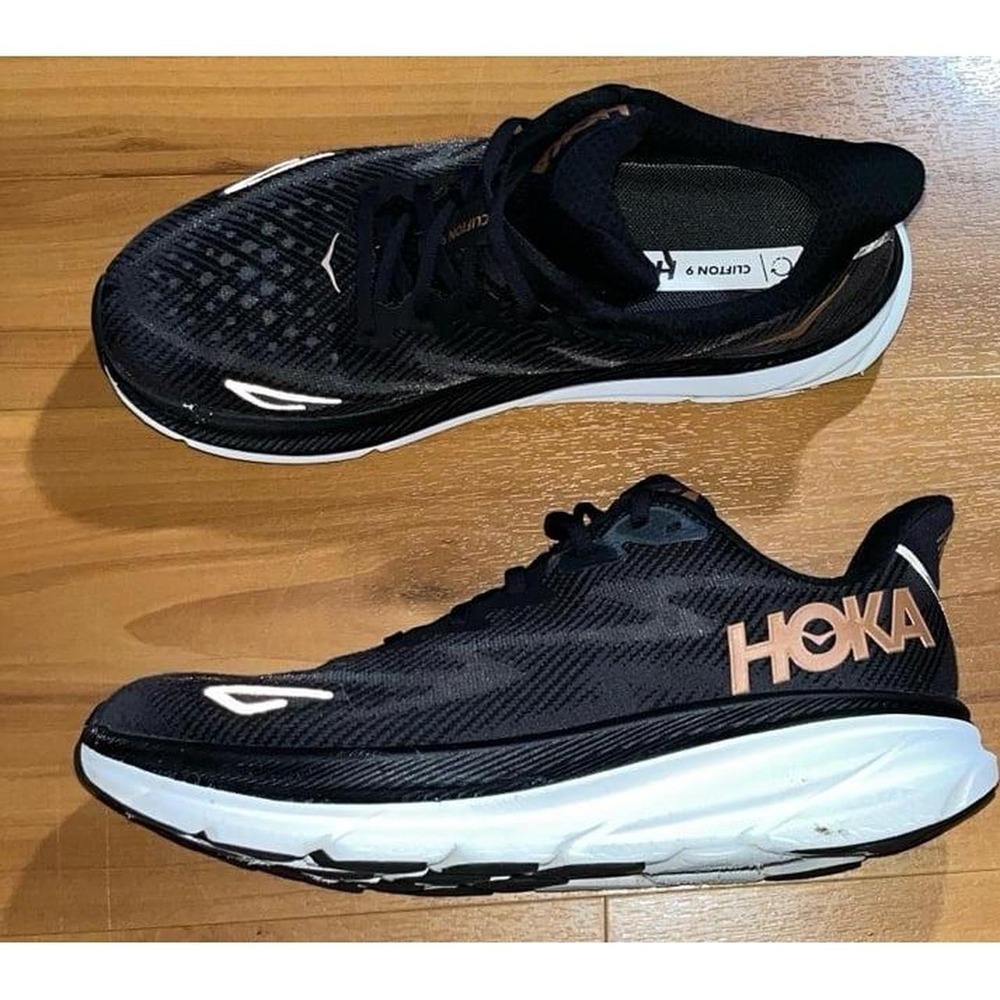 Womens Hoka Clifton 9 Running Walking Lace Up Shoes B Sneakers